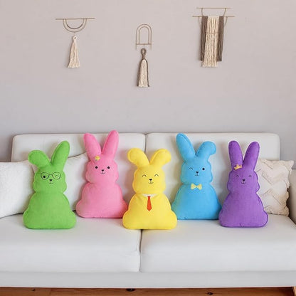 5 Pcs 14.17 Inch Easter Bunny Throw Pillows Rabbit Shaped Throw Pillows Easter Plush Bunny Stuffed Animals Soft Decorative Cushion for Couch Sofa Bed Decor