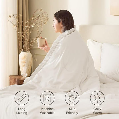 Andency California King Comforter Set Beige - 3 Pieces Cal King Boho Tassel Lightweight Bedding Comforter Sets, Oversized All Season Soft Fluffy Bed Set (104x96In Comforter & 2 Pillowcases)