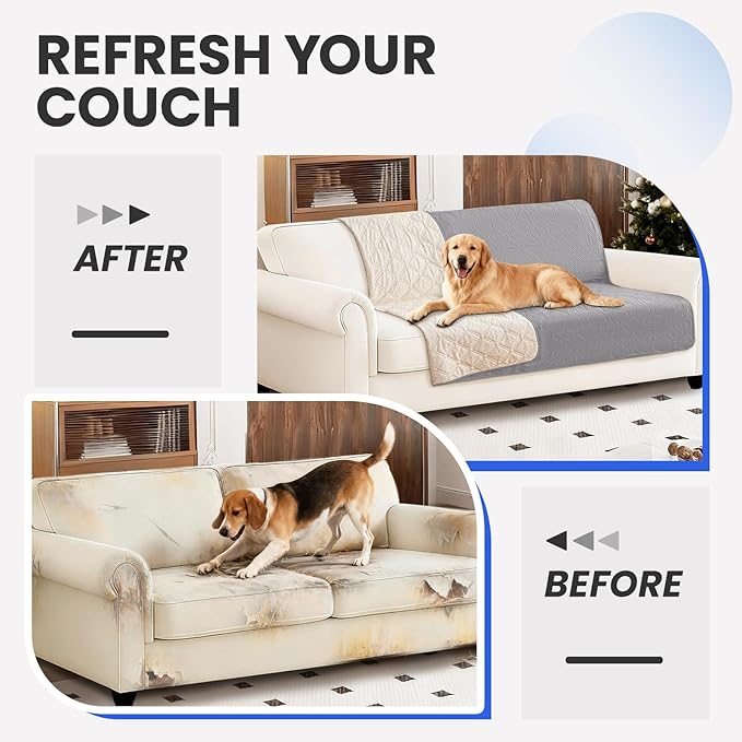 Waterproof Dog Blanket, Non-Slip Soft Pet Bed Cover, Couch Cover for Dogs Washable, Protects Sofa, Furniture, Crate, Car, Tear Resistant Leakproof Pet Blanket (40x50 Inch, Light Grey)