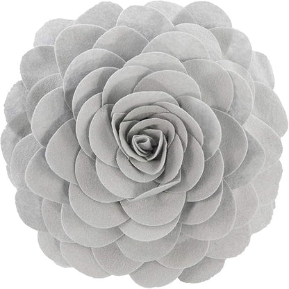 Fennco Styles Eva's Flower Garden Decorative Filled Throw Pillow 13" Round - Grey Floral Accent Pillow for Home, Couch, Bed, Living Room, Holiday and Office Décor