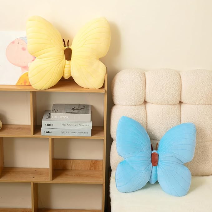 PEACH CAT Butterfly Pillow Decorative Butterfly Shaped Throw Pillows 15.7" x 15.7" Cute Plush Cushion Decor for Bedroom Living Room Couch Sofa Blue