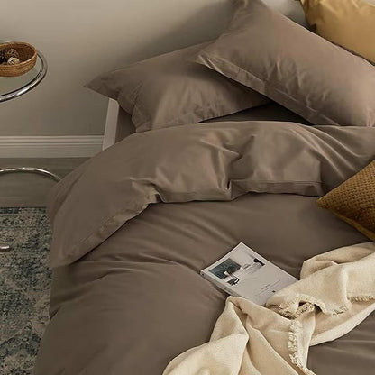 Nanko Queen Size Comforter Set Brown, All Season Soft Down Alternative Duvet Insert, Microfiber Filling Bed Sets, Modern Farmhouse Bedding Sets in a Bag for Women Men 90 x 90 inch 3 PCS Dark Coffee