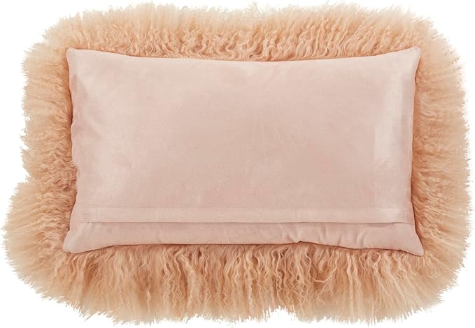 SARO LIFESTYLE Mongolian Lamb Fur Poly Filled Throw Pillow