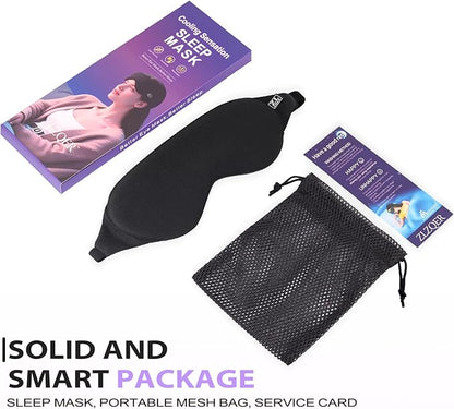 Cooling Cotton Eye Sleep Mask for Men & Women, Soft & Breathable, Pressure-Free Design for Side Sleepers, Adjustable Light Blocking Mask for Sleeping, Travel & Naps (Black)