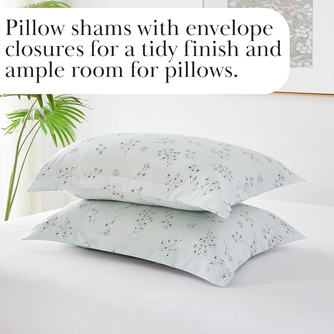 Southshore Fine Living, Inc. 3-Piece Oversized Comforter King Size, Down Alternative Floral Comforter with Matching Shams, Soft Flowered Bedspread for California/King Mattress, Sweet Florals Blue