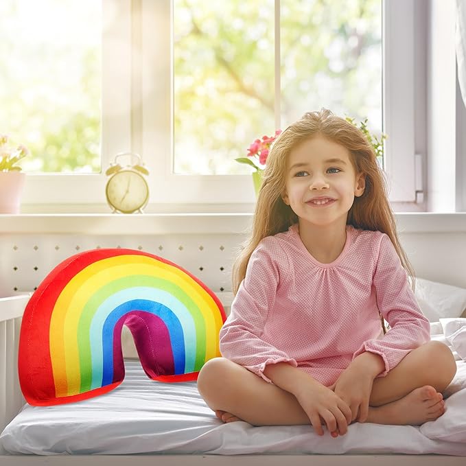 Chunful Rainbow Pillow for Girls Kids 13.8 x 8.7 x 4 Inch Plush Cute Rainbow Throw Pillow Arch Shaped Cushion Stuffed Decoration for Bed Chair Room Home Decor Easter Day(Colorful,1 Pcs)