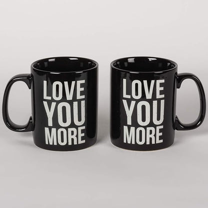 Primitives by Kathy Black and White Stoneware Coffee Mug, 20-Ounce, Love You More