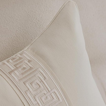 Throw Pillow Covers with Insert Included, with Embroidered Detail, 18 x 18 inches, Decorative Throw Pillow for Sofa Couch Bed (Warm Cream, 18" x 18" (Pack of 1))