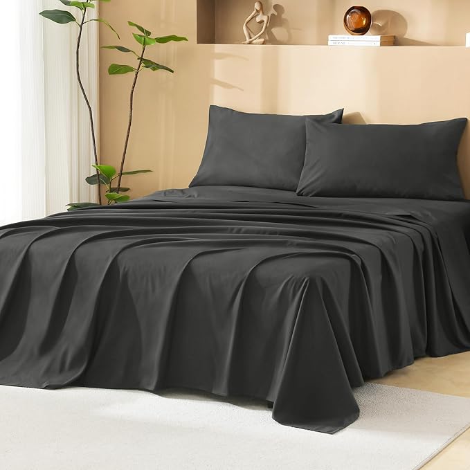 Litanika Dark Grey King Size Comforter Set with Sheets - 7 Pieces Bed in a Bag King Tufted Complete Bedding Sets with Comforter, Sheets, Pillowcases & Shams