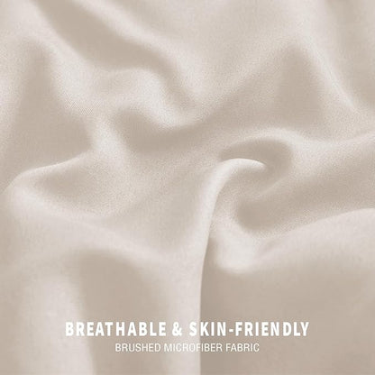 Exclusivo Mezcla Lightweight Reversible Queen Size Comforter Set, Down Alternative Comforter with 2 Pillow Sham, Queen Size Bedding Set for All Seasons, Brich Beige/White