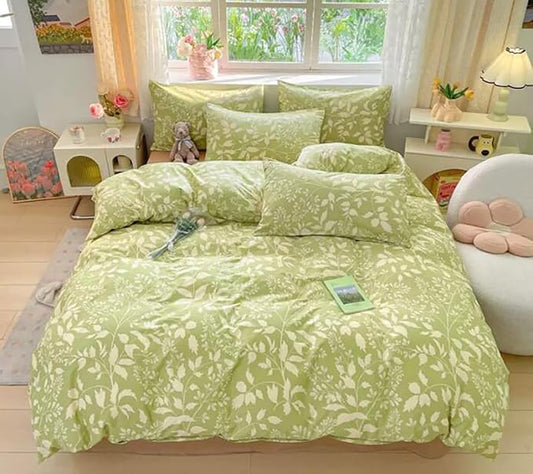 KAREVER Green Botanical Comforter Set Cal King Sage Floral Comforter Women Girls Matcha Green Floral Plant Bohemian Sage Green Blanket Rustic Leaf Blossom California King Bed Comforter