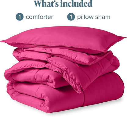 Bare Home Kids Comforter Set - Twin/Twin Extra Long Size - Ultra-Soft - Goose Down Alternative - Premium 1800 Series - All Season Warmth (Twin/Twin XL, Pink)