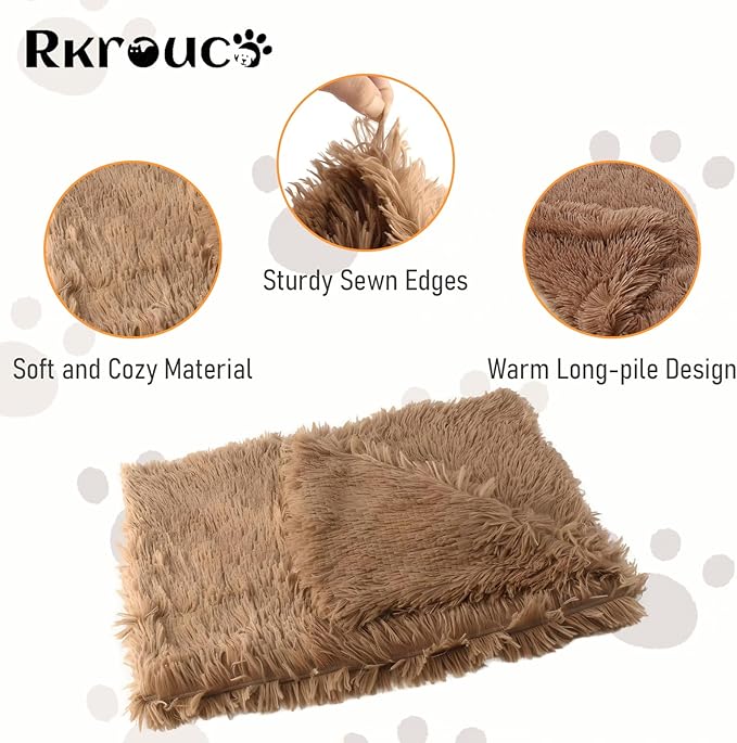 Pets Bed Blanket Dogs Reversible Soft Dog Throw Blankets Cats Mat Sleeper Fuzzy Pet Couch Covers Washable Cat Puppy Cover for Beds Car Sofa Travel Double Sided Furniture Protection (Light Brown,M)