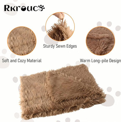 Pets Bed Blanket Dogs Reversible Soft Dog Throw Blankets Cats Mat Sleeper Fuzzy Pet Couch Covers Washable Cat Puppy Cover for Beds Car Sofa Travel Double Sided Furniture Protection (Light Brown,L)