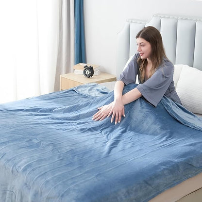 Electric Heated Blanket Twin Size 62"x84", Fast Heating Throw, Soft Plush Microplush for Bed & Couch, 1-10Hs Auto Off & 6 Heating Levels, Machine Washable, Gifts for Grandma & Family-Light Blue