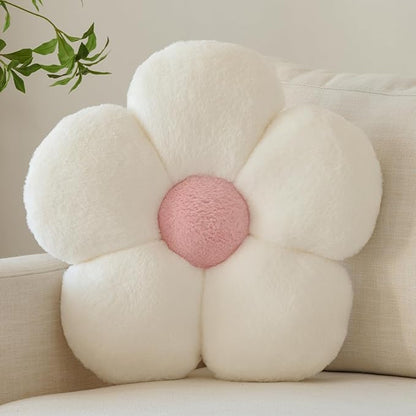 Zlgkjk Flower Pillows, Decorative Throw Pillow with Soft Plush for Couch Bed, Cute Daisy Pillow Cushion Home Decor Floral Throw Pillow (White, 19.6 Inches)