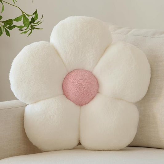 Zlgkjk Flower Pillows, Decorative Throw Pillow with Soft Plush for Couch Bed, Cute Daisy Pillow Cushion Home Decor Floral Throw Pillow (White, 19.6 Inches)