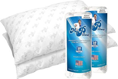 MyPillow Bedding Bed Pillows for Sleeping Queen Size, Set of 2, for Back, Stomach or Side Sleepers - My Pillow Classic Pillow [Queen, Medium]