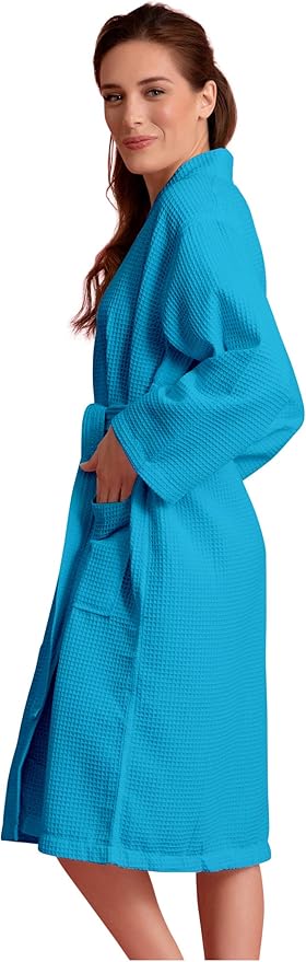 Luxurious Bathrobe for Women - Soft & Absorbent - Lightweigh & Comfort - Long & Kimono - Waffle & Cotton - Hotel/Spa Robe