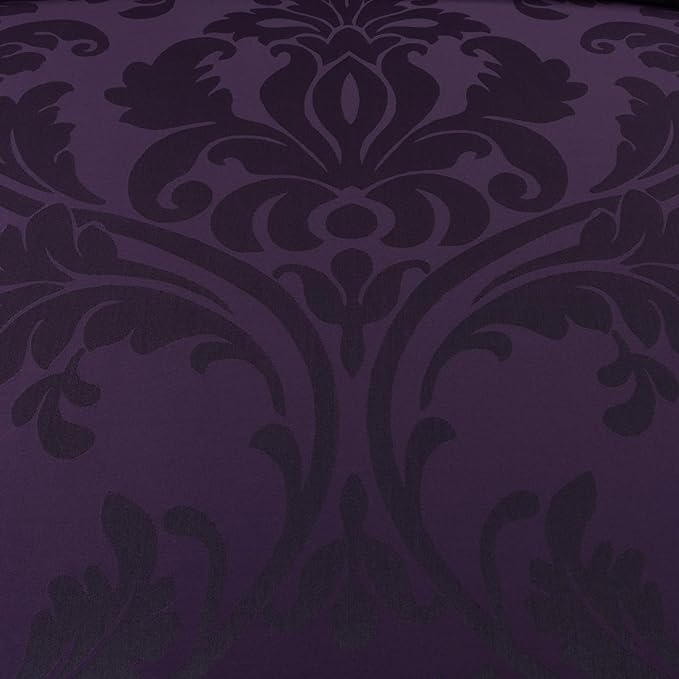 Chezmoi Collection Valor 7-Piece Queen Bed in a Bag, Purple/Dark Purple Luxury Jacquard Floral Comforter with Sheets Set for All Season