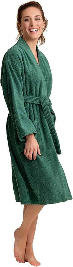 Soft Touch Linen Women's Robe Terry Cotton Cloth- Kimono Style- Thick, Breathable & Comfortable- Lightweight & Absorbent