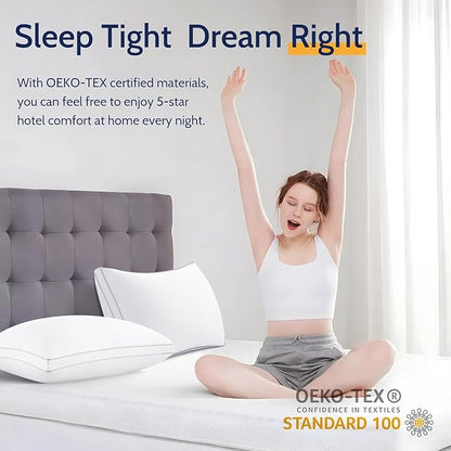 Pillows Standard Size Set of 4,Gusseted Bed Pillows 4 Pack, Luxury Hotel Quality, Supportive Standard Pillows with Soft Down Alternative for Back Stomach Side Sleepers, Machine Washable