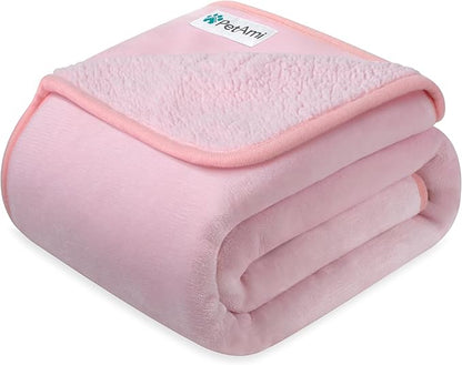 PetAmi Waterproof Dog Blanket for Small Medium Dogs, Pee Proof Pet Blanket for Couch Bed, Reversible Water Proof Blanket for Puppy Indoor Cat, Soft Dog Fleece Blankets Washable, 24x32 Pink