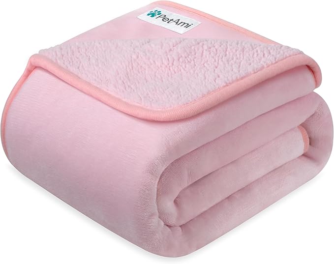 PetAmi Waterproof Dog Blanket for Small Medium Dogs, Pee Proof for Couch Bed, Reversible, Soft Fleece Washable, 29x40 Pink