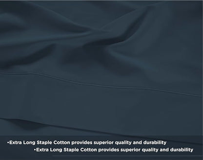 LANE LINEN Full Size Bed Sheets Set - 600 Thread Count Full Sheet Set - 100% Cotton Sheets Full Size Bed Set, Soft Cotton Bed Sheet Set, Sateen Weave Hotel Sheets, Luxury Full Sheet Set - Estate Blue