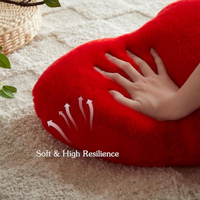 EastTree Heart Pillows, Red Heart Shaped Pillows, Ultra Soft Extra-Large Fluffy Pillows, Love Throw Pillows Gifts, Women Girls Living Room Decor 15x18 Inch