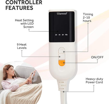 Heated Blanket Electric Blanket King Size Soft Flannel Sherpa, 6 Heat Levels Fast Heating, 2 to 10 Hours Auto-Off Detachable Controller Machine Washable, Beige 100"x90"