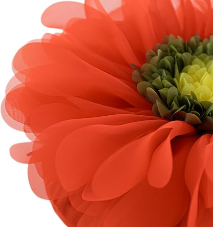 3D Flower Throw Pillow Decorative Daisy Accent Pillows Handmade Cute Round Velvet Floral Cushion with Insert for Couch Bed Chair Car Living Room Bedroom Home Decor 12Inch Vibrant Orange