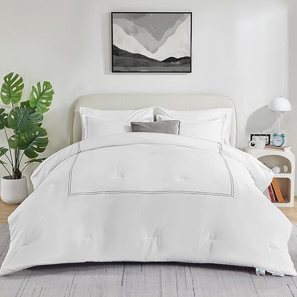 SLEEP ZONE King Size Comforter Set Duvet Insert, Down Alternative 3 Pieces Comforter, Washable, Soft and Breathable Bedding All Season, Holiday Prints-Grey