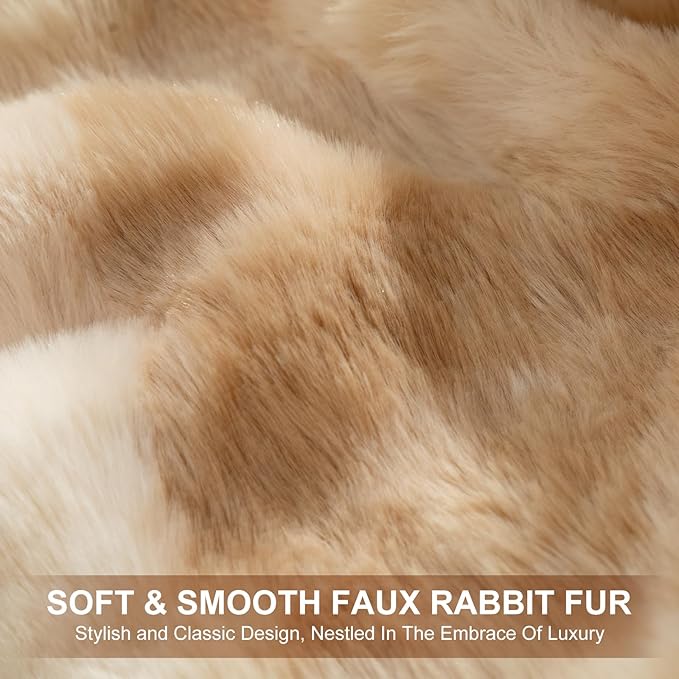 Faux Fur Electric Blanket King Size 100"X90" - Bubble Faux Fur Heated Blanket Fluffy Soft Thick with 6 Heating Levels & 10 hrs Timer Settings, Washable & ETL Certified for Bed, Tie-Dye Beige