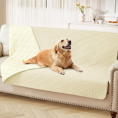 hyha Waterproof Dog Blanket, Soft Dog Bed Cover Pet Blankets, Waterproof Sofa Couch Cover for Dogs Washable, Reversible Pet Couch Covers for Sofa Furniture (52x82 Inch, Beige/Beige)