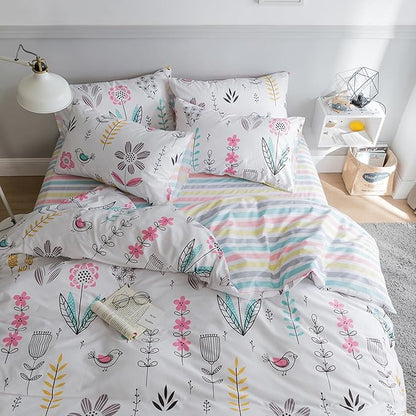 HighBuy Floral Comforter Set King Size,3 Piece Aesthetic Pink Flowers Comforter Set Fluffy Soft,Coquette Boho Cottagecore Comforter with 2 Pillowcases,Shabby Chic Comforter with 2 Pillowcases