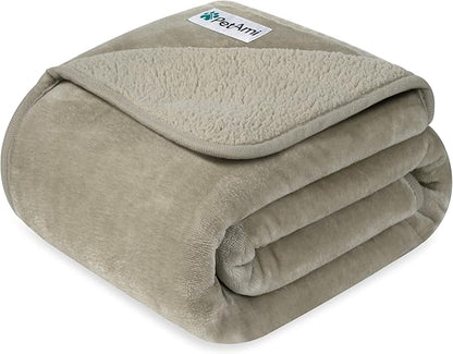 PetAmi Waterproof Dog & Cat Blanket, Pee Proof for Couch, Reversible, Soft Fleece, Washable, 40x60 Taupe