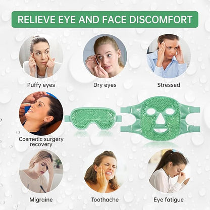 ZNÖCUETÖD Cooling Ice Face Eye Mask for Reducing Puffiness, Bags Under Eyes,Sinus,Redness,Pain Relief,Dark Circles, Migraine,Hot/Cold Pack with Soft Plush Backing Gift for Women