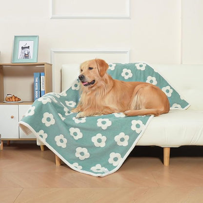 BEAUTYZOO Waterproof Dog Blankets for Medium Large Dogs Washable- Reversable Dog Blanket for Furniture, Sofa, Couch, Crate, Car- Soft Sherpa Dog Throw Plush Pet Bed Blanket Cat Puppy, 40"x60" Blue