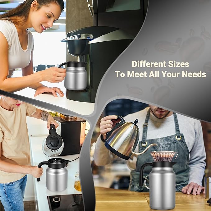 34Oz Thermal Coffee Carafes For Keeping Hot/Cold, Stainless Steel Coffee Carafe, Dustproof Insulated Water Carafe for Party/Home,Silver