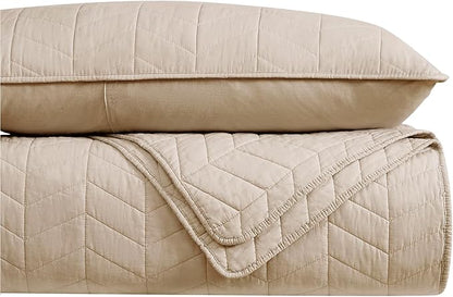 palassio Dark Beige Cotton Quilt California Cal King Size Bedding Sets with Pillow Shams,Oversized Lightweight Soft Bedspread Coverlet, Cozy Bed Cover for All Season, 3 Pieces, 118x106 inches