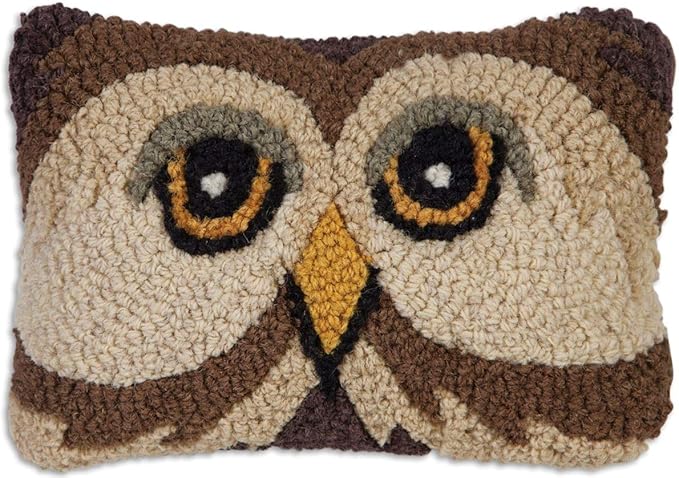Chandler 4 Corners Artist-Designed Wise Owl Hand-Hooked Wool Decorative Throw Pillow - Wildlife Pillow for Couches & Beds - Easy Care & Low Maintenance - Nature & Wilderness Pillow