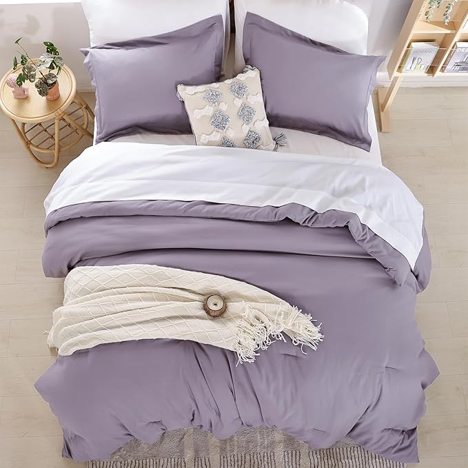 weigelia Full Size Comforter Set Dusty Purple Comforter Set 7 Piece Grayish Purple Bed Bedding Set with Sheets for Women and Men