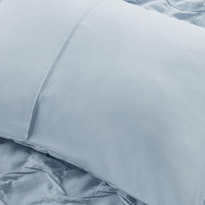 Comfort Spaces Twin/Twin XL Comforter Set for College Ogee Ruched Crinkle Texture Breathable Comforter Set Twin Dorm All Season Lightweight Bedding Set Shabby Chic Décor Pilow Blue 3 Piece