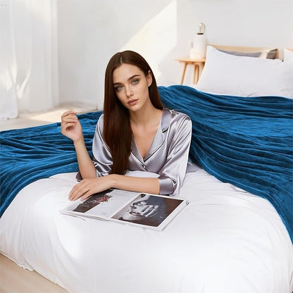 Electric Heated Blanket 62"x84" Twin Size Flannel Heated Blanket, Cozy & Warm for All Night, 5 Heat Settings & 10 Hours Auto Off, Machine Washable, Teal Blue