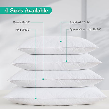 Three Geese White Goose Feather Cotton Pillows Standard Size Set of 1- Soft 600 Thread Count 100% Cotton, Medium Firm,Soft Support Surround Fill Cotton (Standard Size:Pack of 1)