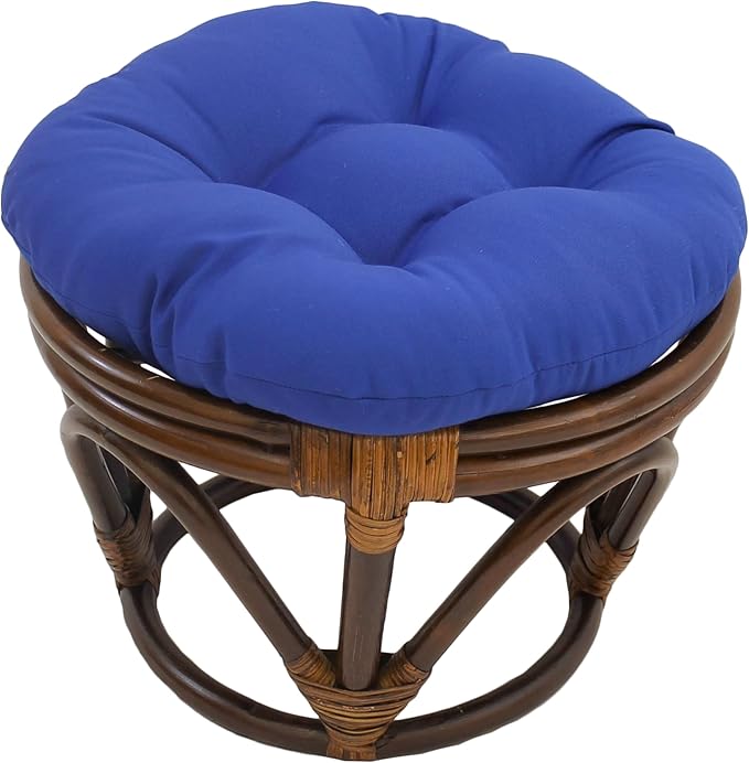 Blazing Needles Solid Twill Round Footstool Cushion, 18", Royal Blue