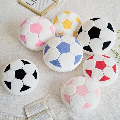 Volleyball Pillow,12" Volleyball Shaped Pillow Floor Cushion Seating Cushion with Faux Rabbit Fur,Round Ball Throw Pillow Room Décor for Sofa Couch Living Room