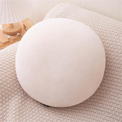 MOJUN Round Throw Pillow, 15.7" Soft Solid Color Round Sofa Lumbar Pillow Floor Pillow Home Decorative Pillow Cushion for Couch Car Living Room Bedroom, Warm White