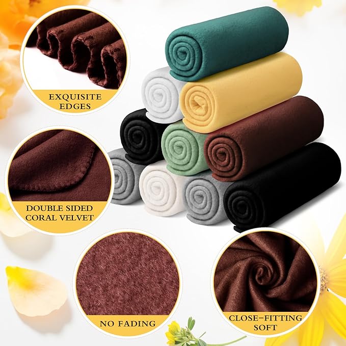 Kinlop Fleece Blanket Bulk 60 x 50 Inch Soft Lightweight Fleece Cozy Blanket Warm Throw Plush Pet Throw for Bed Couch Sofa Home Office Wedding Gifts Travel Camping(Delicate Color)